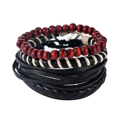 Vintage Leather Multilayer Bead Bracelet