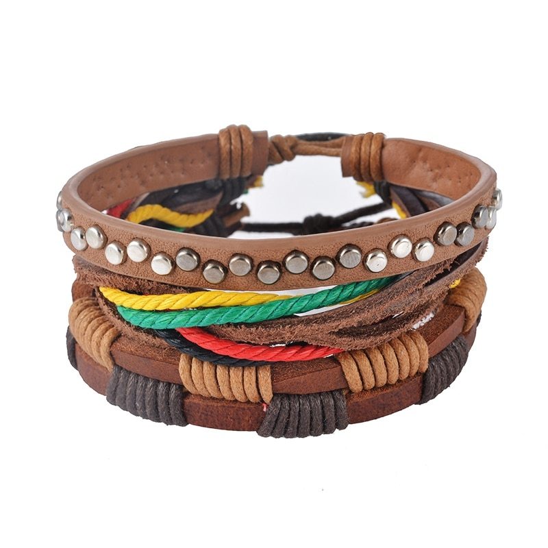 Vintage Leather Multilayer Bead Bracelet