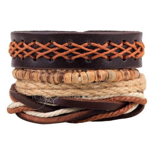 Vintage Leather Multilayer Bead Bracelet